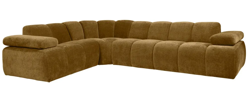woood Ecksofa MOJO gerippter Stoff honiggelb Chaiselongue links Solange Der Vorrat Reicht