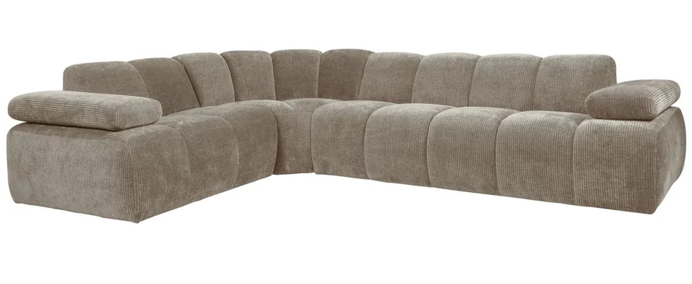 woood Ecksofa MOJO gerippter Stoff dunkelsand Chaiselongue links Garantierte Lieferung