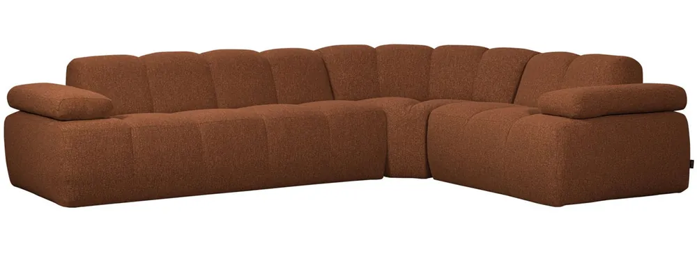 Kracherpreis woood Ecksofa MOJO Bouclé rostbraun meliert Chaiselongue rechts
