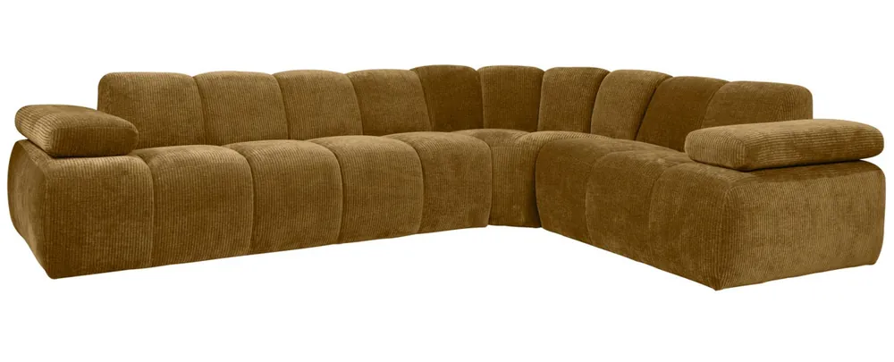 woood Ecksofa MOJO gerippter Stoff honiggelb Chaiselongue rechts Preisreduziert
