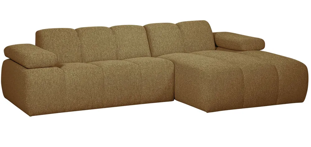 Sonderaktion woood Chaiselongue Sofa MOJO rechts Bouclé gelbbraun melange