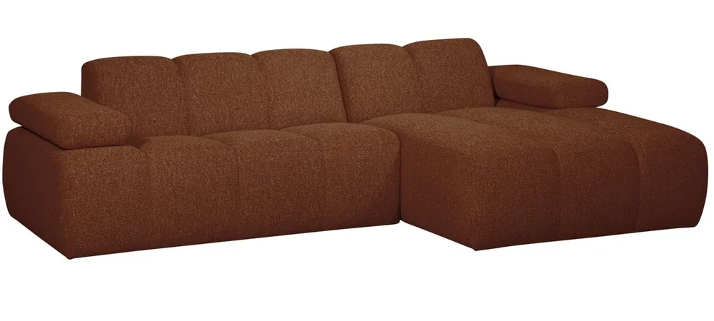 Direktkauf woood Chaiselongue Sofa MOJO rechts Bouclé rostbraun meliert