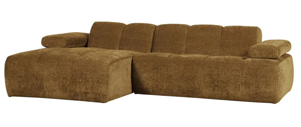 woood Chaiselongue Sofa MOJO links gerippter Stoff honiggelb Begrenztes Angebot