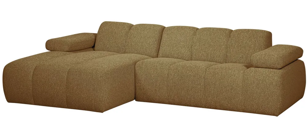 Knallerangebot woood Chaiselongue Sofa MOJO links Bouclé gelbbraun melange