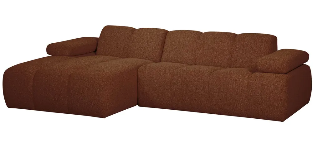 woood Chaiselongue Sofa MOJO links Bouclé rostbraun meliert Nur Heute