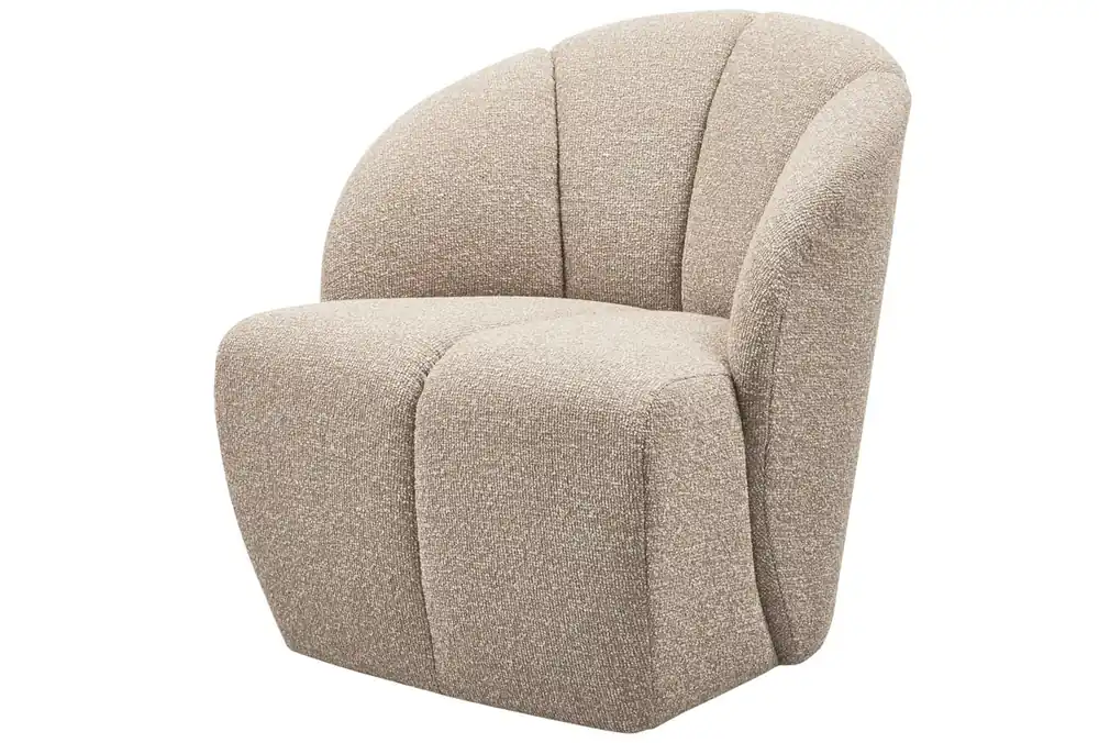 Aktuell Woood Sessel MOJO drehbar Bouclé beige melange Drehsessel