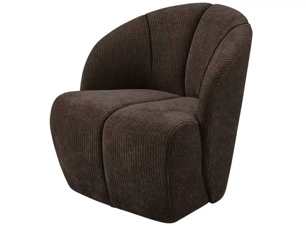 Sale Woood Sessel MOJO drehbar gerippter Stoff braun Drehsessel