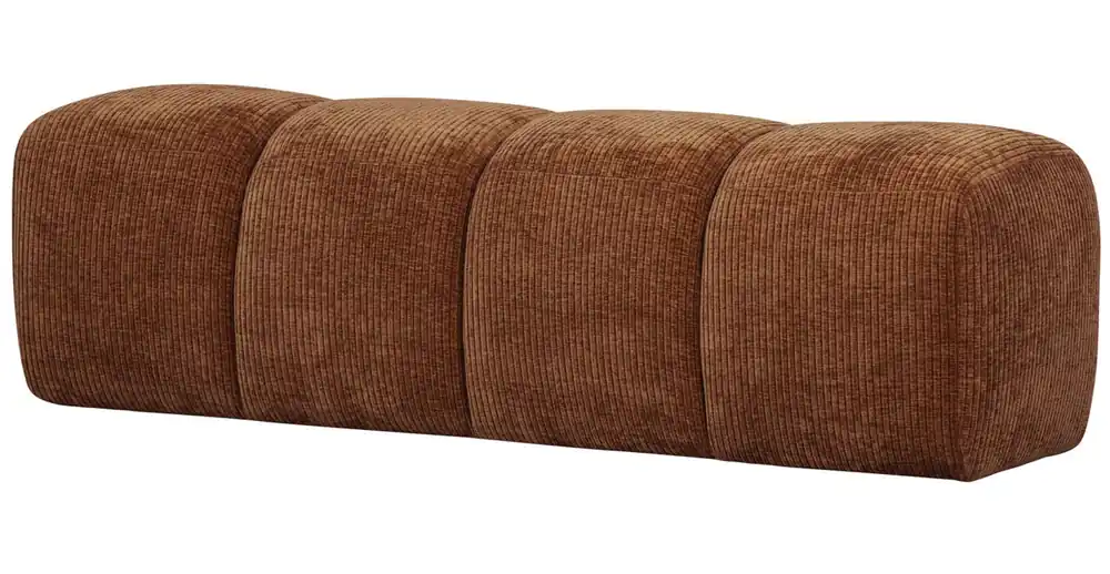 woood Esszimmerbank Hocker MOJO 164 cm gerippter Stoff rostbraun Neue Kollektion