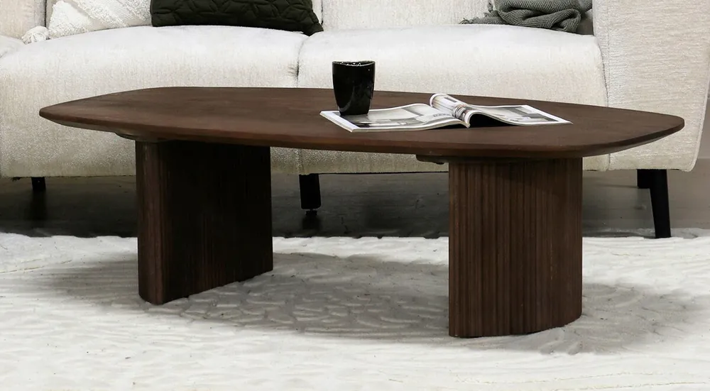 Couchtisch NORELL 130 x 70 cm Mangoholz dunkelbraun Echt