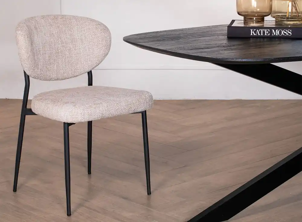 Esszimmerstuhl Stuhl NIVO Metall schwarz Bezug beige Wochenendangebot