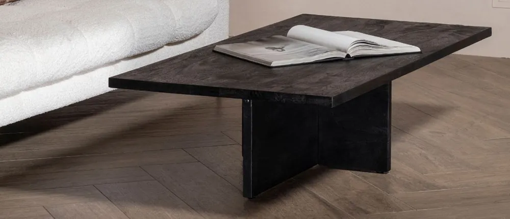Rabatt Couchtisch MANOX 140 x 70 cm Mangoholz schwarz