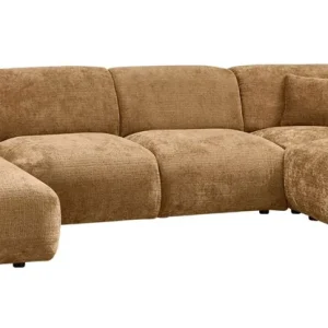 woood Wohnlandschaft Ecksofa rechts weicher Chenille Stoff honiggelb Nur Heute