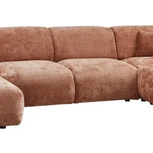 woood Wohnlandschaft Ecksofa rechts weicher Chenille Stoff terra Saisonangebot