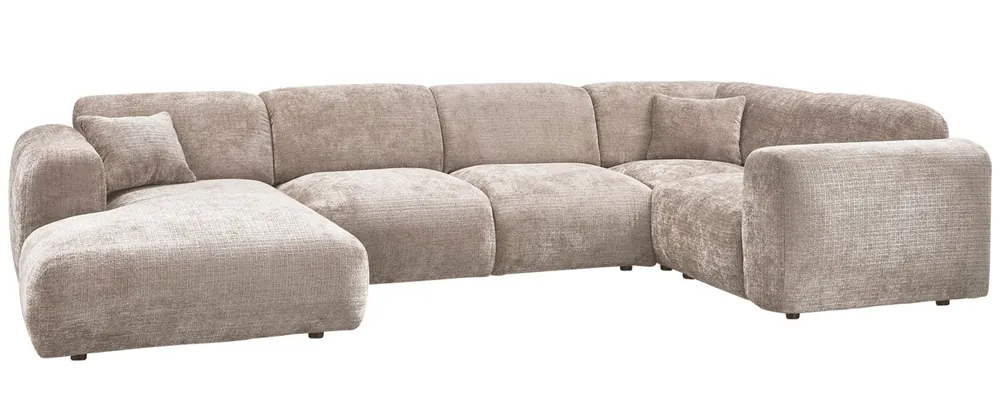 Abverkauf woood Wohnlandschaft Ecksofa rechts weicher Chenille Stoff natur