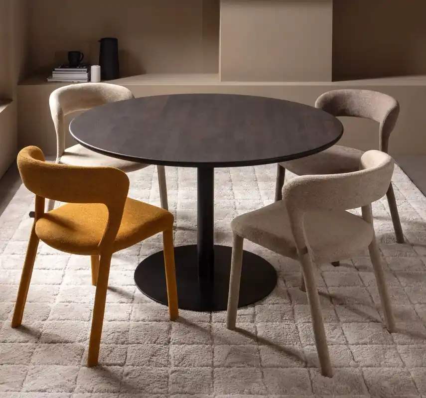 Billig Esstisch Tablo Ø 120 cm rund Eiche massiv braun