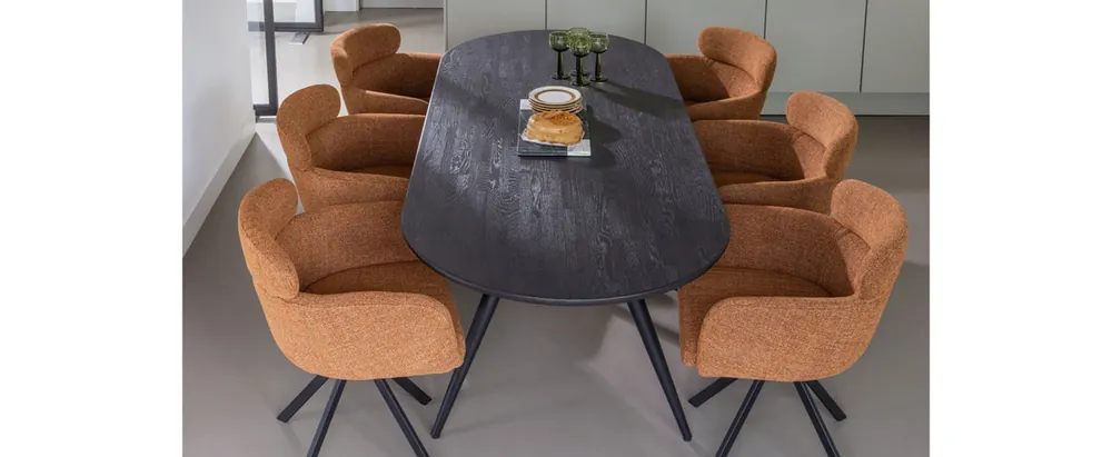 Mega-Angebot woood Esstisch Tablo 220 x 90 cm oval Eiche Massivholz mystic braun