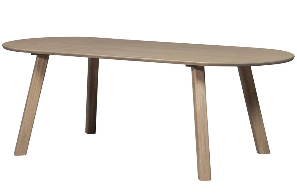 Nur Heute woood Esstisch Tablo 220 x 90 cm oval Eiche Massivholz kieselgrau