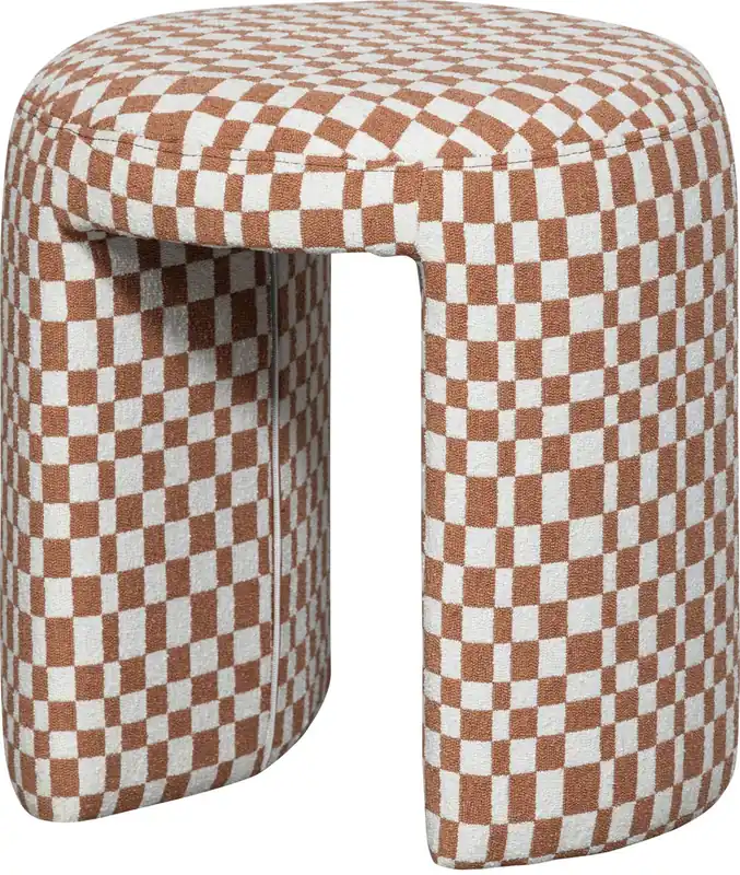 Neu Hocker Sitzhocker CHARLIE Karomuster orange kariert