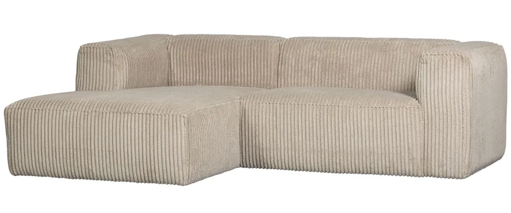 Super-Preis Ecksofa BEAN Ribcord Travertin Longchair links
