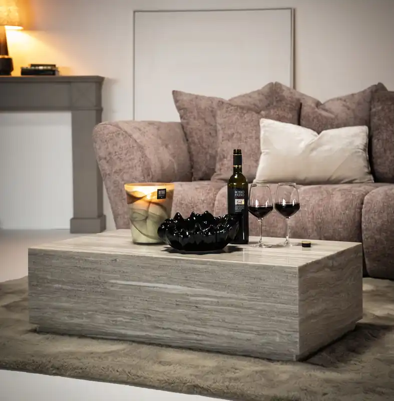Preisknaller Couchtisch Vince 96,5 x 56 cm Marmor beige