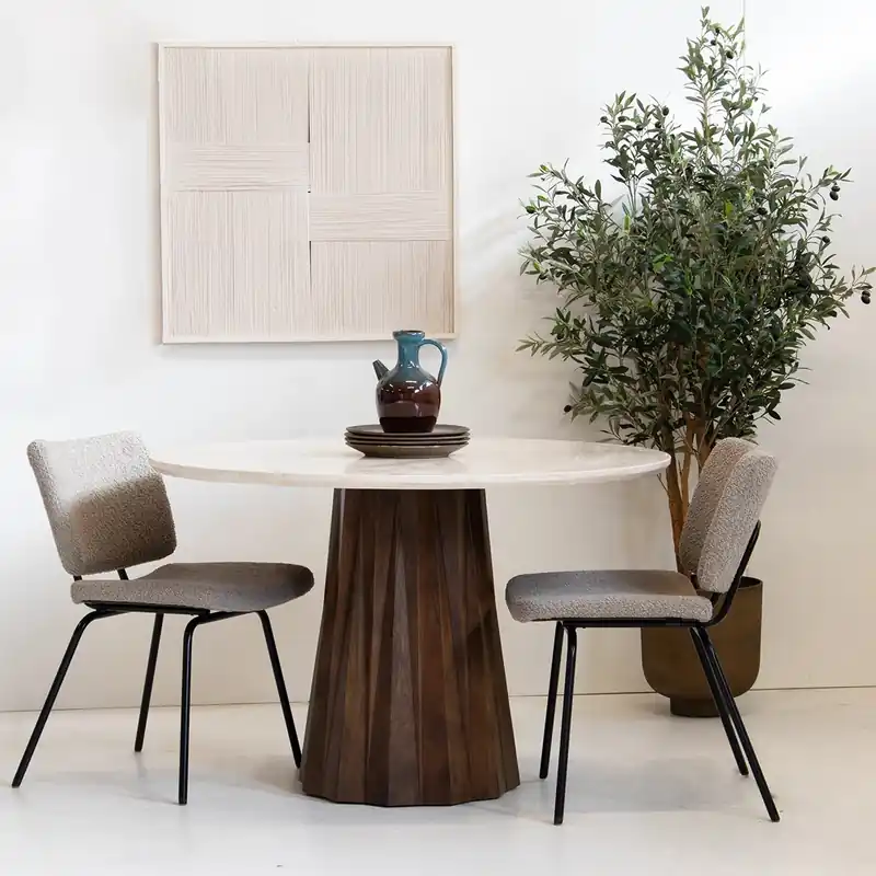 Finale Aktion Esstisch rund mit Marmoplatte in beige Ø 150 cm