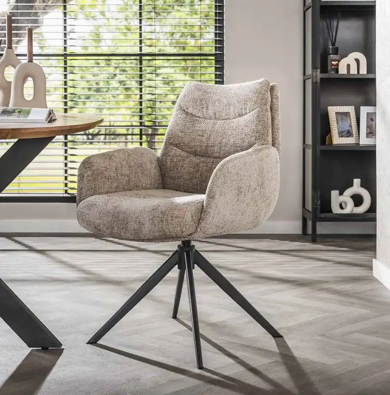 2´er Set LUXUS Polsterstühle in natur Stoff drehbar Angebot