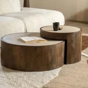 Couchtisch Mailand 2´er Set rund Marmor Sonderaktion