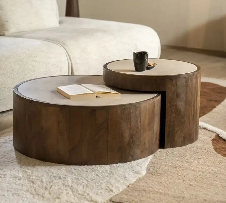 Couchtisch Mailand 2´er Set rund Marmor Sonderaktion