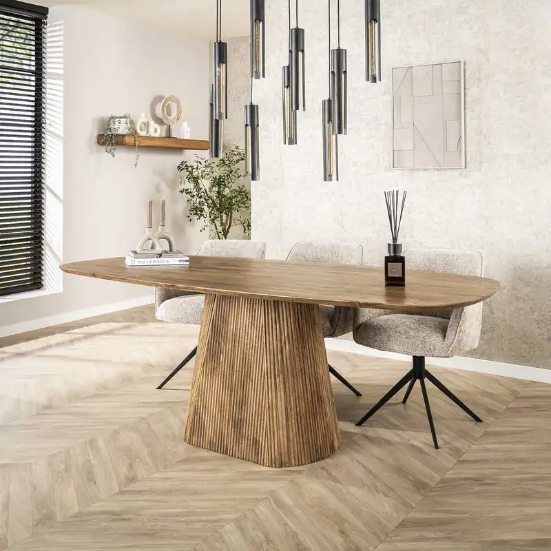 Esstisch Rave Medio oval 215 x 105 cm Mangoholz sandfarben Markenware