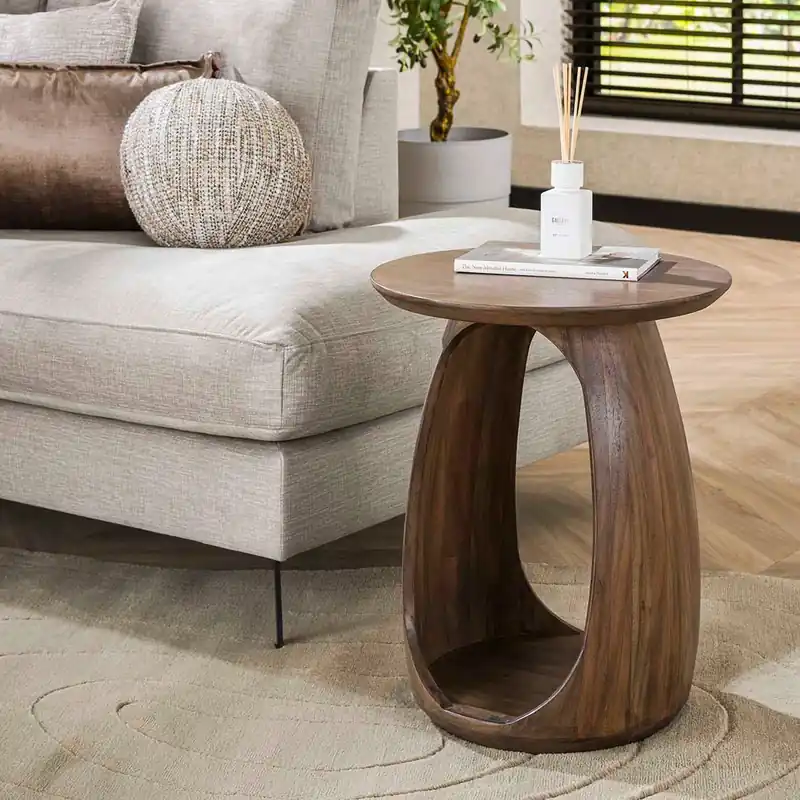 Neue Ware Beistelltisch River Solid S Ø 45 cm Akazienholz matt braun