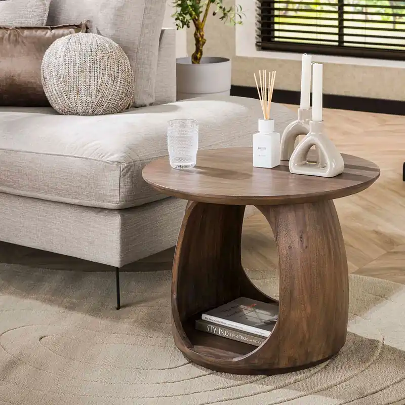 Beistelltisch River Solid M Ø 60 cm Akazienholz matt braun Begrenztes Angebot