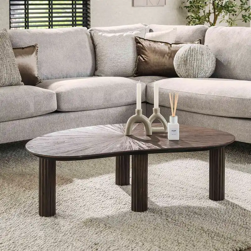 Couchtisch Nierenform Teakholzholz dunkelbraun Neu