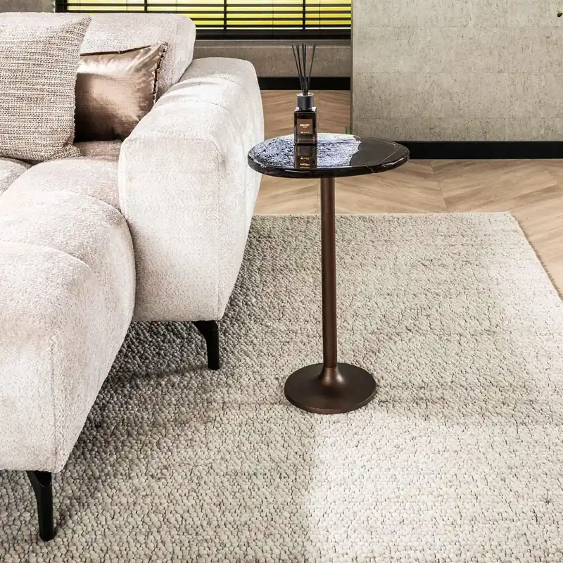 Beistelltisch Ellipse L Metall Glas Kupfer antik Finish Neuheit