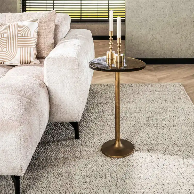 Beistelltisch Ellipse L Metall Glas Gold antik Finish Neue Ware