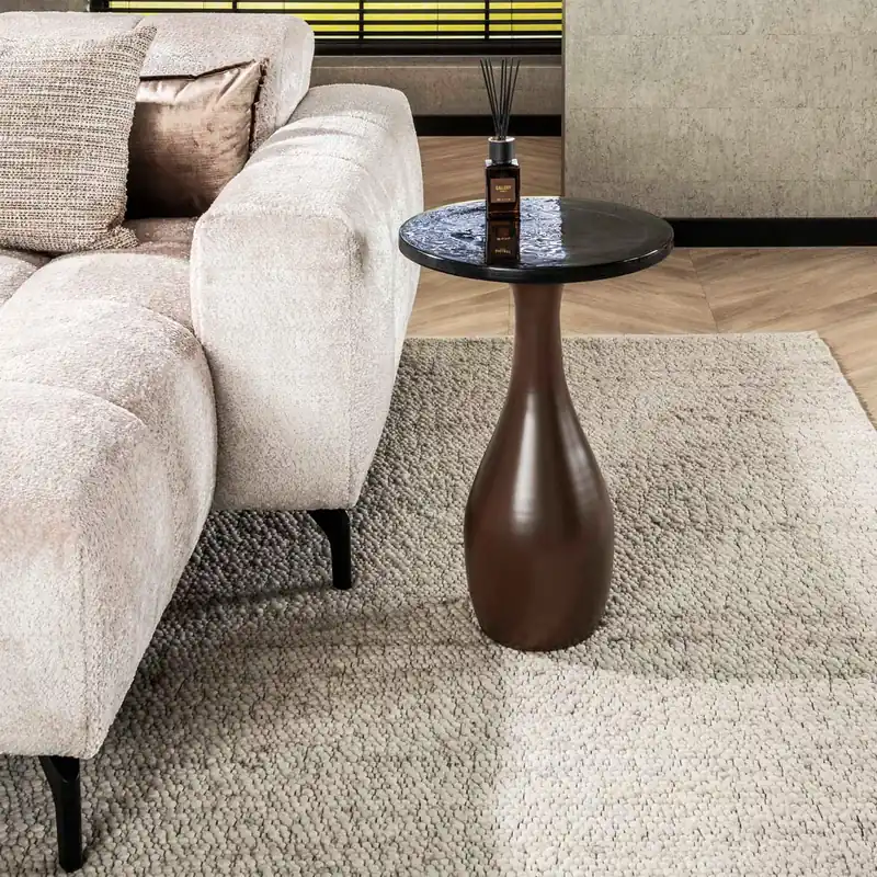 Schnäppchen Beistelltisch Drop Ellipse M Metall Glas Kupfer antik Finish Kopie