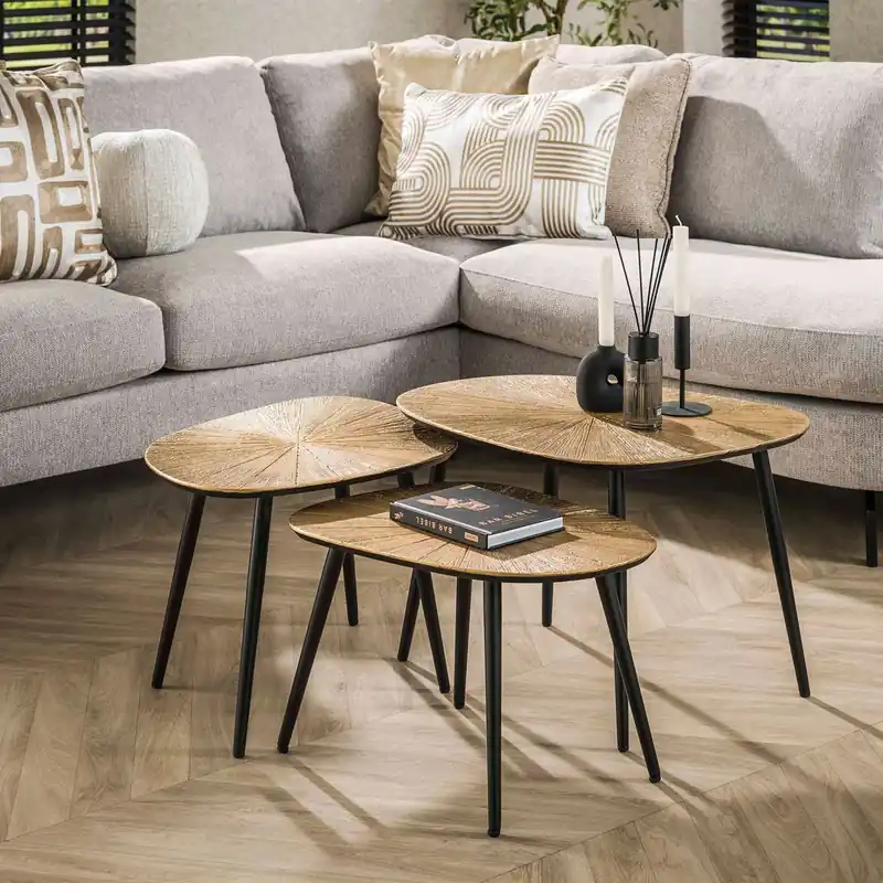 3er Set Couchtisch Barn viereckig Metall bronzefarben Billig
