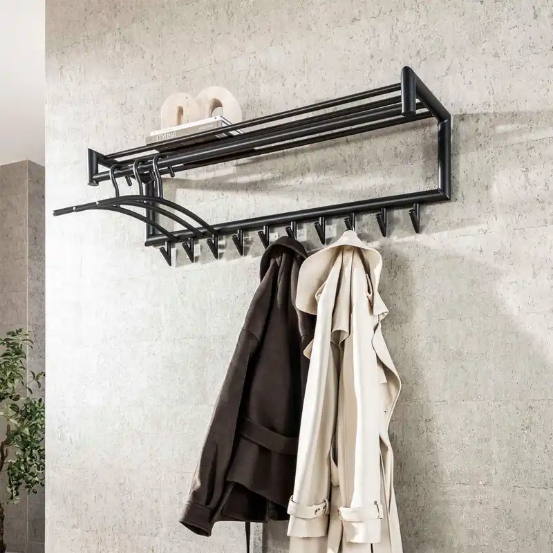 Solange Der Vorrat Reicht Wandgarderobe B 100 cm 10 Haken Metall dunkelgrau matt