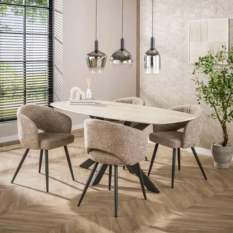 Beliebt Esstisch Torben 180 x 90 cm 3D-Keramik in Travertinoptik