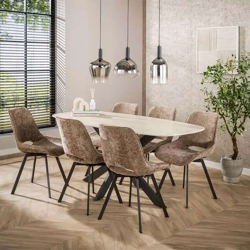 Esstisch Torben 215 x 105 cm 3D-Keramik in Travertinoptik Must-Have