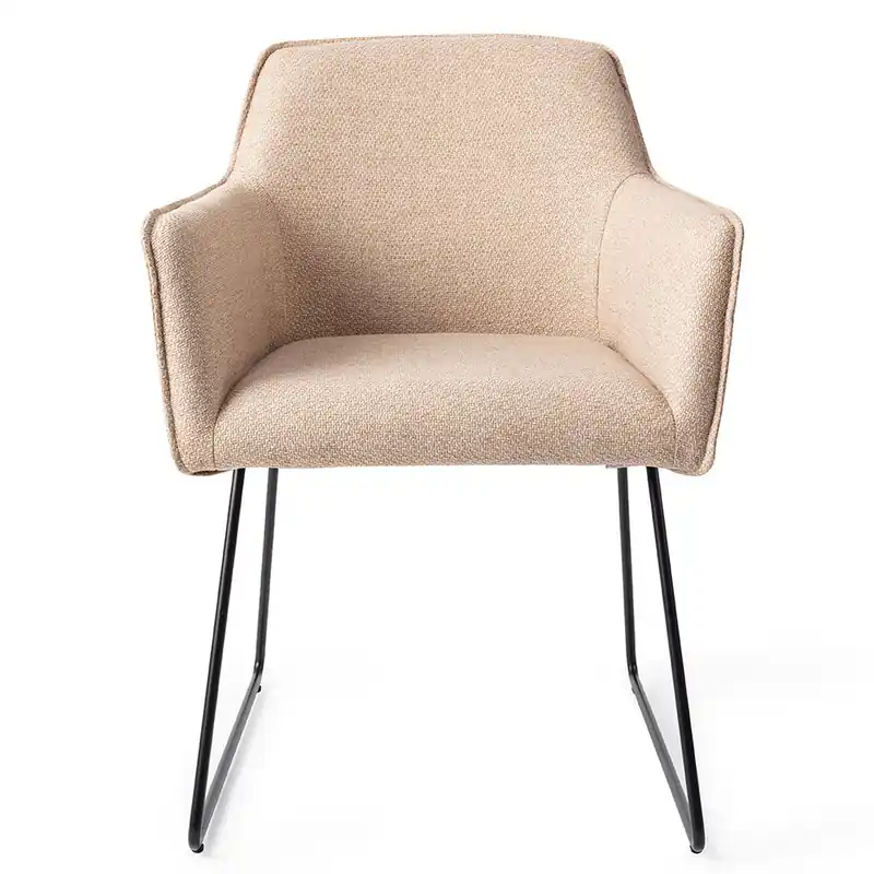 Saisonangebot Esszimmerstuhl HOFU – Hellbeige mit schwarzem Slide Gestell