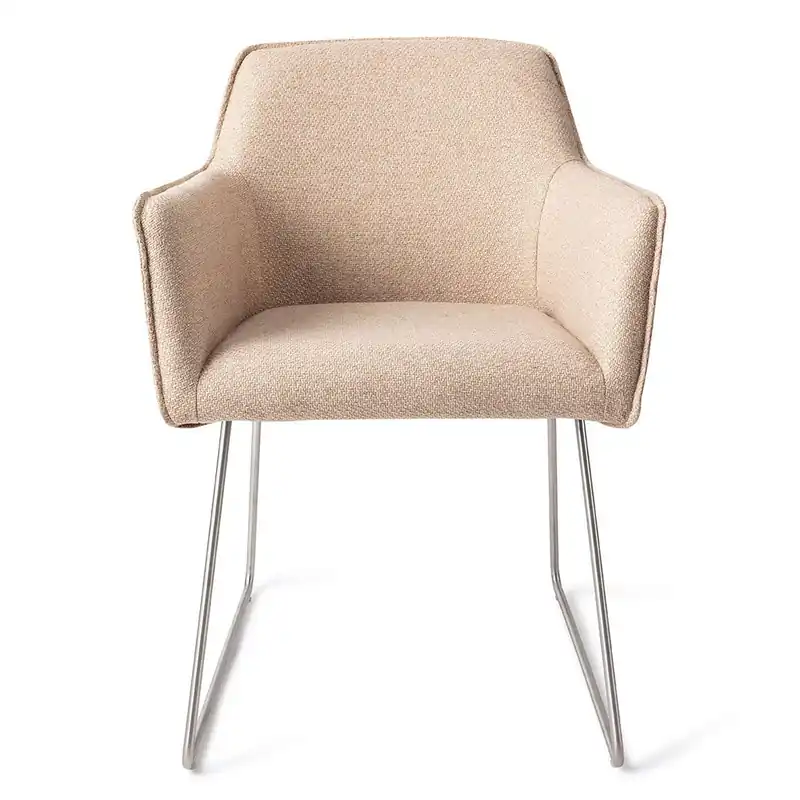 Esszimmerstuhl HOFU – Hellbeige mit silbernem Slide Gestell Neu