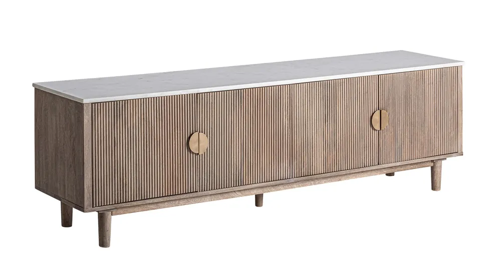 TV Möbel Lowboard ZERF 200 cm mit Marmor Platte Nur Für Kurze Zeit