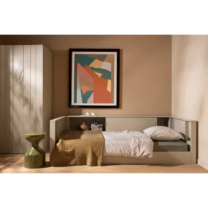 Versand Am Gleichen Tag Einzelbett CARTER staubgrau 200 x 90 cm Kiefer Massivholz Bett