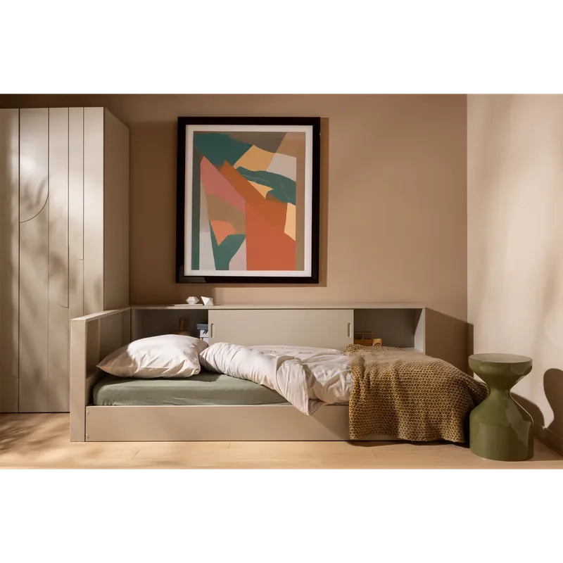 Einzelbett Eckbett links CARTER staubgrau 200 x 90 cm Kiefer Massivholz Bett Jetzt Kaufen