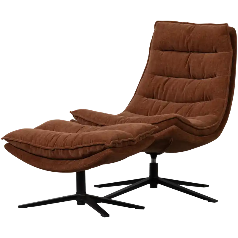 Must-Have Sessel KUBE Drehsessel mit Hocker braun Clubsessel Relaxsessel