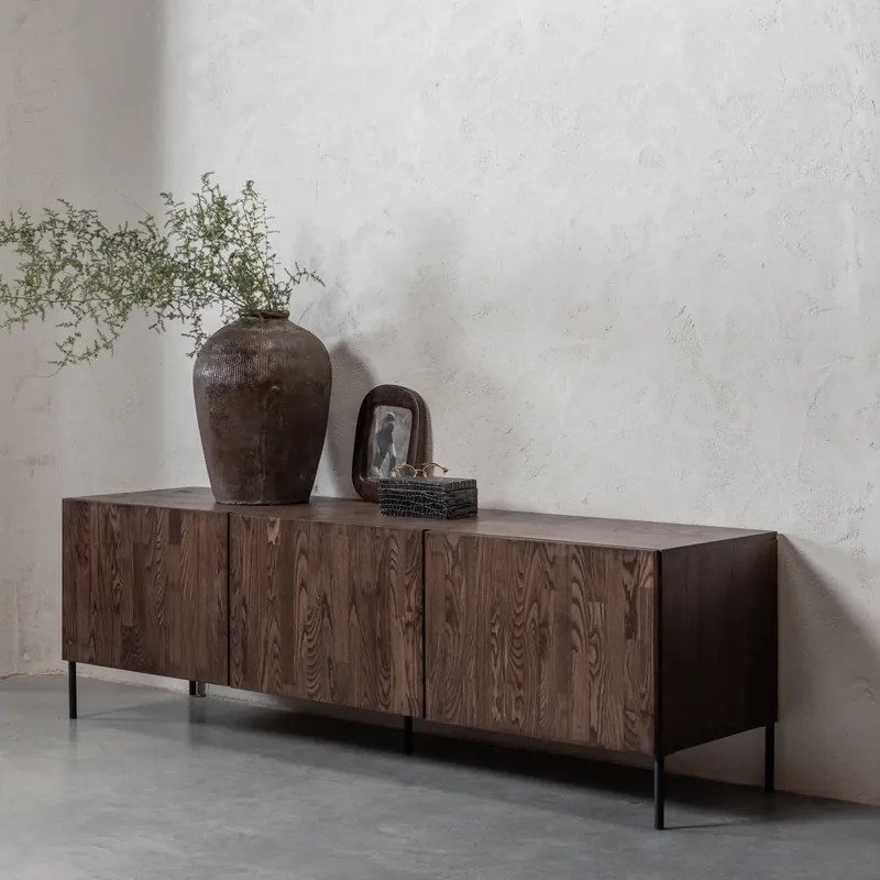 TV Möbel Lowboard BONO Gravure 180 cm Esche braun Geprüft