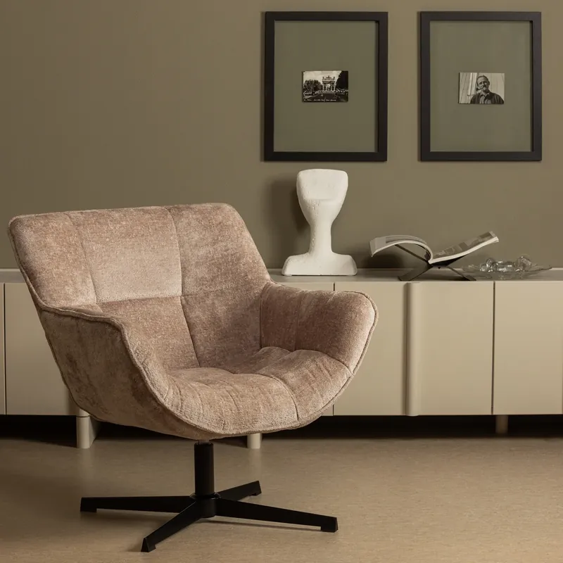 Zertifiziert Sessel WIBO Drehsessel Chenille Stoff taupe