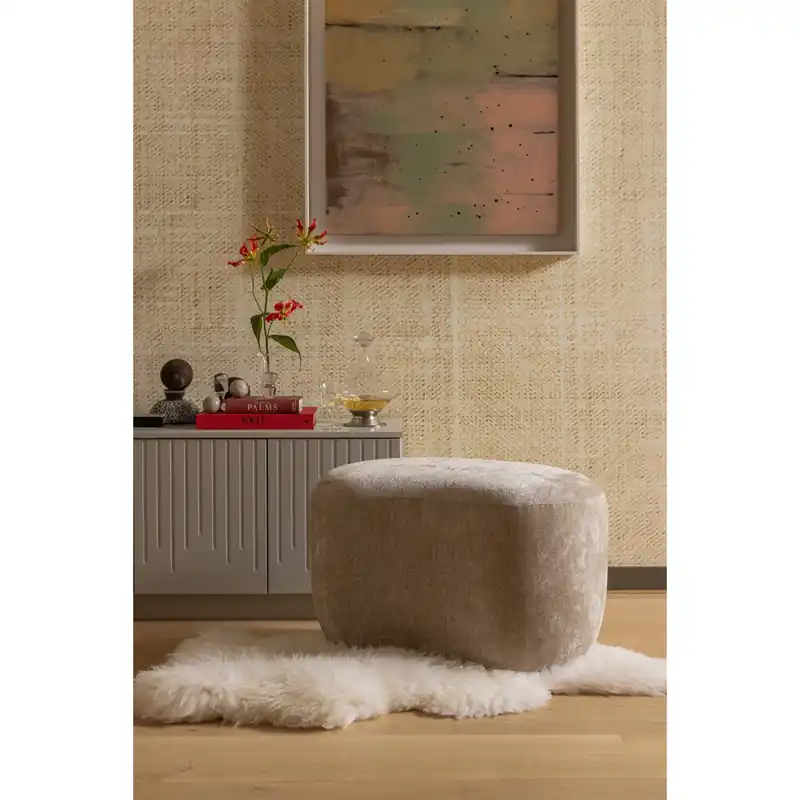 Pouf POPULAR organisch 73 x 51 cm Hocker Sitzhocker Chenillegewebe natur Garantierte Lieferung