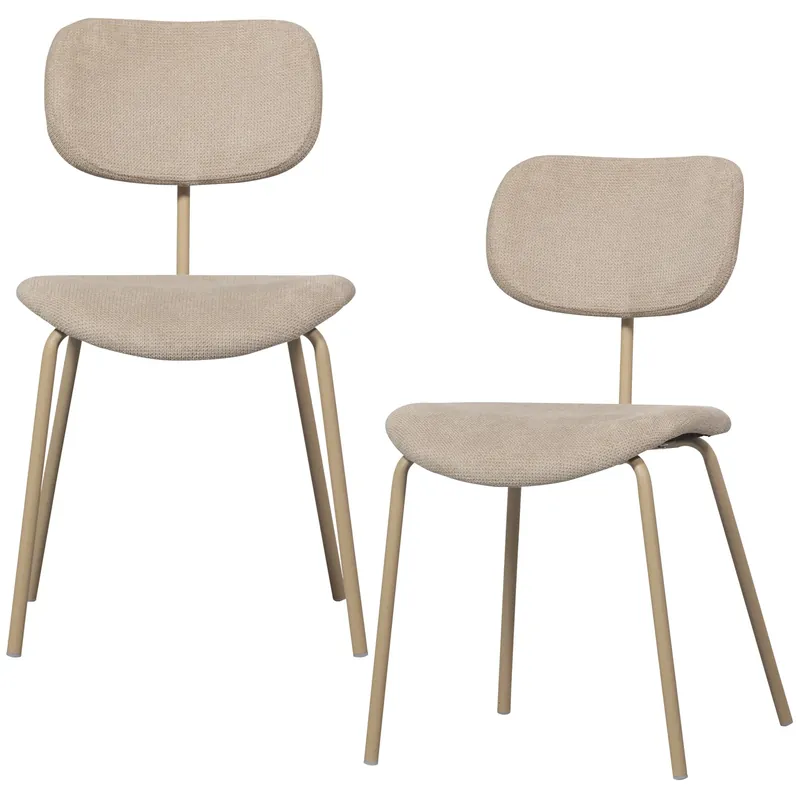 Top-Seller 2er Set Esszimmerstuhl LINK Rippstoff sandfarben Stuhl Esstischstuhl