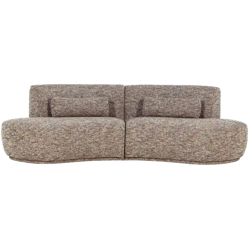 4 Sitzer Sofa BATAVIER halbrund Webstoff Melange hellbraun Expressversand